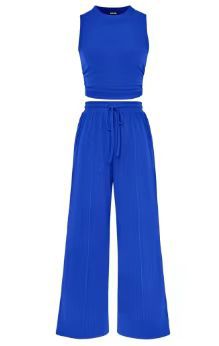 Spring Lounge Set - Cropped Tank & Flowy Palazzo Pants