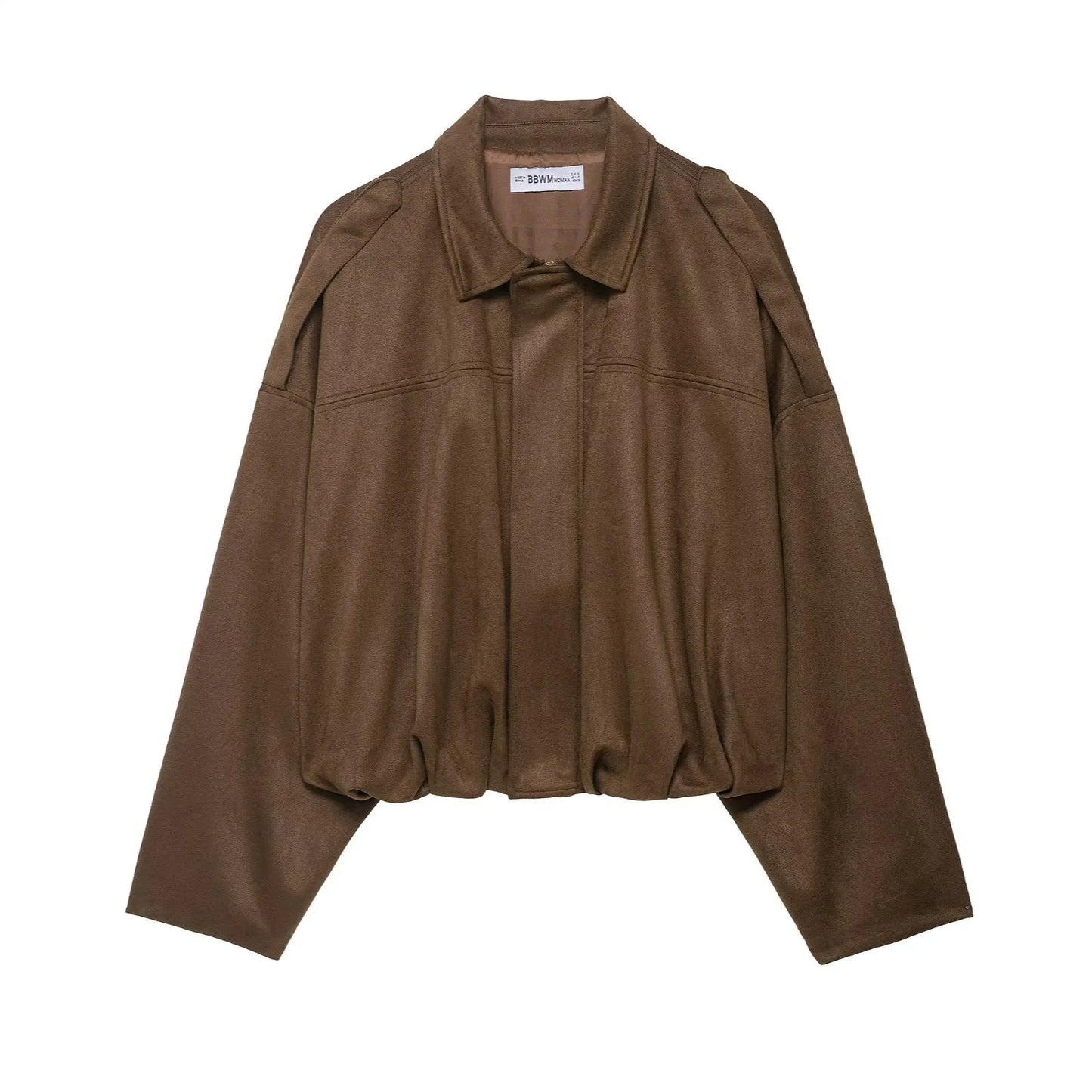 Viral Faux Suede Oversized Cropped Bomber Jacket