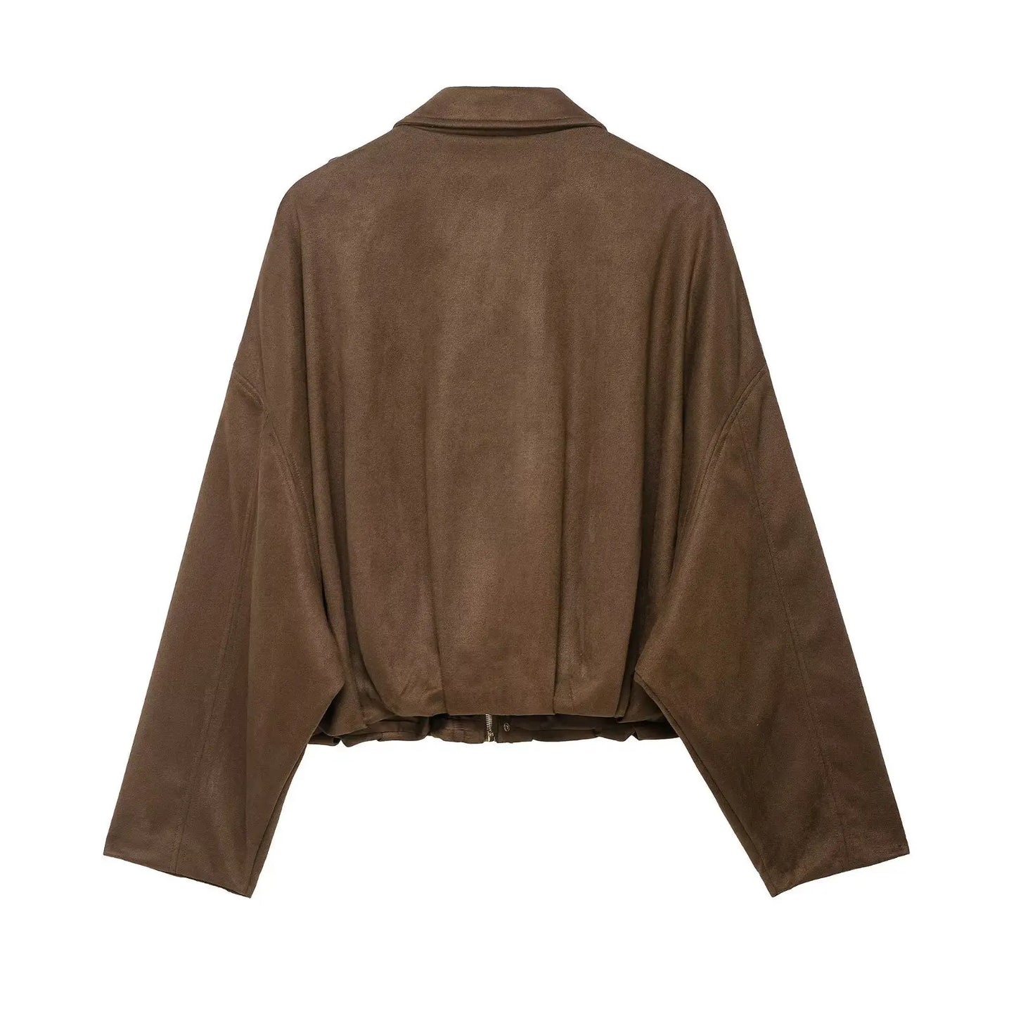 Viral Faux Suede Oversized Cropped Bomber Jacket